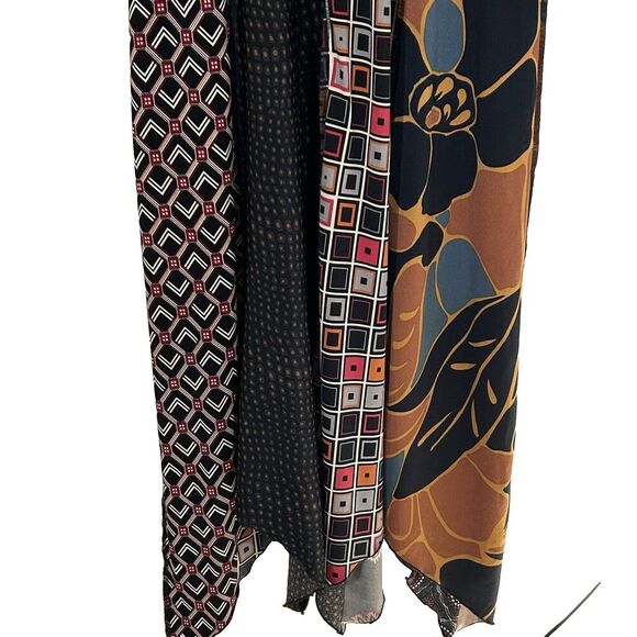 Hand Jive Maxi Dress Size XS Artsy Art to Wear Print Asymmetric Hem Boho Hippie - Picture 7 of 9